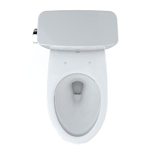 TOTO Drake Two-Piece Elongated 1.6 GPF Universal Height TORNADO FLUSH Toilet with CEFIONTECT, Cotton White - CST776CSFG#01