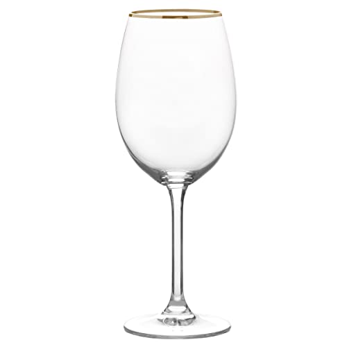 Mikasa Julie Gold Set of 4 White Wine Glasses, 16.5-Ounce, Clear