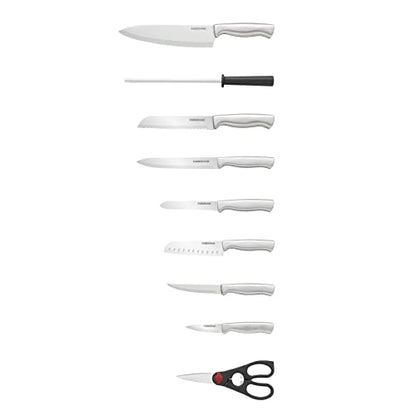 Farberware 5152497 15-Piece High-Carbon Stamped Stainless Steel Kitchen Knife Set with Wood Block, Steak Knives, Razor-Sharp, Black