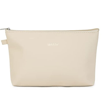 WANDF Cosmetic Bag for Women Makeup bag Organizer Mini Makeup Pouch for Purse Water Resistant Girls Gift(L-Khaki)
