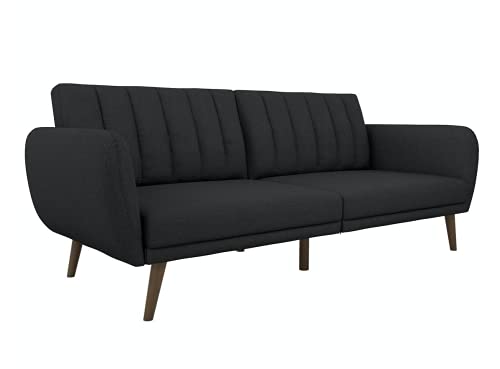 Novogratz Brittany Sofa Futon - Premium Upholstery and Wooden Legs - Dark Gray