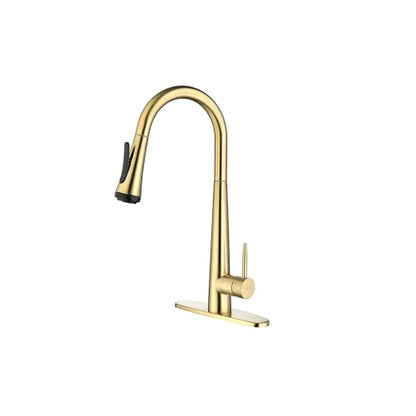 UPDATE: SOLD OUT! Kitchen Faucet with Pull Down Sprayer: Kitchen Sink Faucet, 4 Modes Sprayer Kitchen Faucet with Sprayer for Farmhouse Camper Laundry Utility RV Wet Bar, Brushed Gold