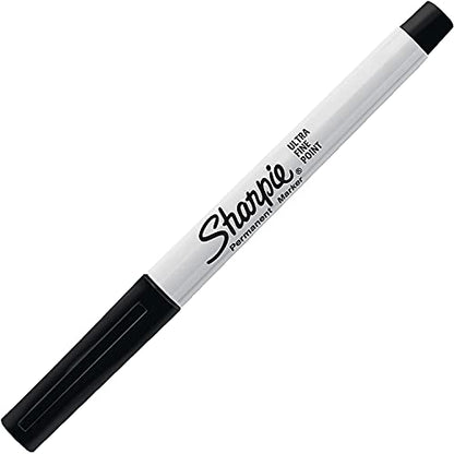 SHARPIE Permanent Markers, Ultra Fine Point, Black, 12 Count - 1 Pack