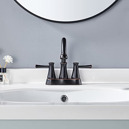 Lexdale Bathroom Faucet 2 Handles Centerset Bathroom Sink Faucet Oil Rubbed Bronze Brass Vanity Lavatory Faucet with Pop up Drain and Supply Lines