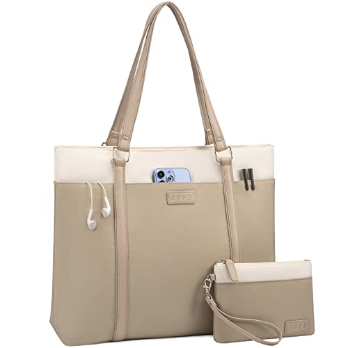 JFFD Laptop Shoulder Work Tote Bag for Women,Lightweight Casual Bag Teacher Bag Canvas 15.6 Inch Handbag Purse
