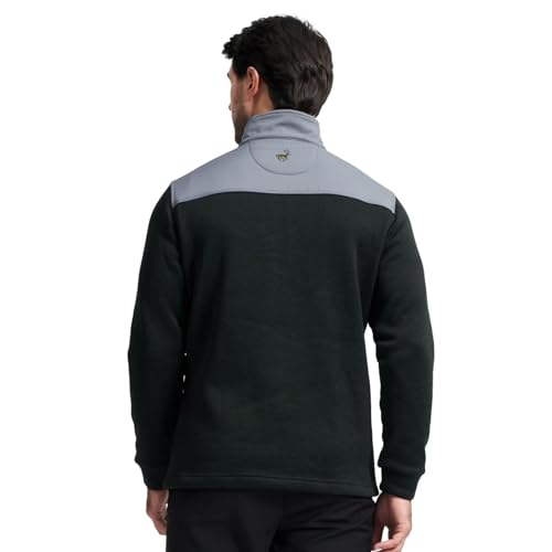 MICHEL ROUEN Mens Quarter Zip Pullover Premium Fleece Lined Performance Long Sleeve Mock Neck Golf Sweatshirt for Men Dark Green