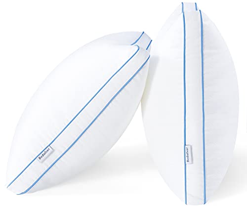 Bedufsar Bed Pillows for Sleeping, Queen Size Pillows Hotel Quality Set of 2, Firm and Supportive Gusseted Pillows for Side and Back Sleepers, Cooling Down Alternative Fluffy Soft Pillow (20x30 in)