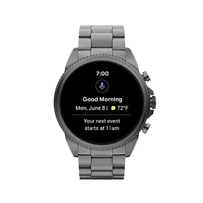 Fossil Men's Gen 6 44mm Stainless Steel Touchscreen Smart Watch, Color: Smoke (Model: FTW4059V)
