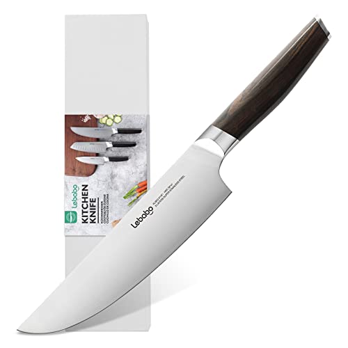 Lebabo 8 Inch Chef's Knife Professional, Kitchen Chef Knife, 9Cr18MoV 5-Layer Alloy Clad Steel, Ultra Sharp Meat Paring Knives for Kitchen & Restaurant, Ebony Wood Ergonomic Handle, Gift Box
