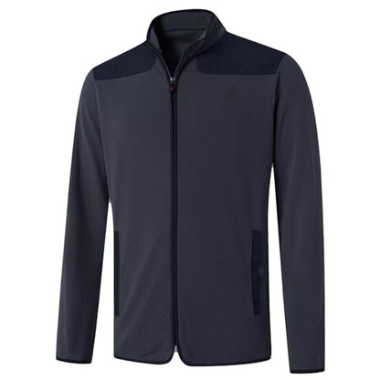 MICHEL ROUEN Mens Fleece Jacket Golf Lightweight Casual Sport Warm Mock Neck Kangaroo Pocket Polar Fleece Jacket Men Dark Grey