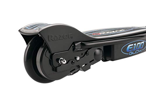 Razor E100 Glow Electric Scooter for Kids Age 8+, LED Light-Up Deck, 8" Air-filled Front Tire, Up to 40 Minutes Continuous Ride Time
