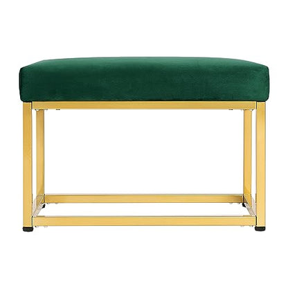 Homestripe Newport 27.5 inch Wide Contemporary Rectangle Footstool Ottoman Bench with Metal Base for Living Room, Green