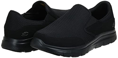 Skechers Men's Black Flex Advantage Slip Resistant Mcallen Slip On - 9 D(M) US