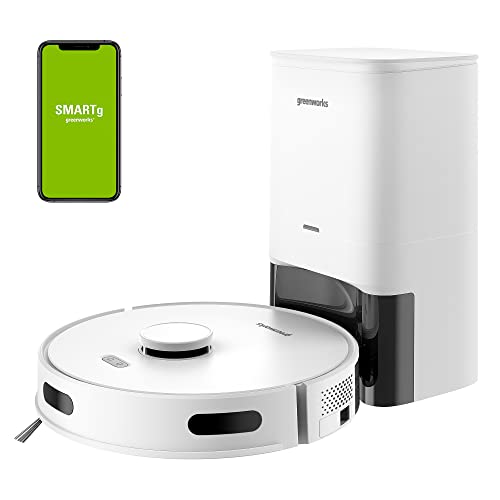 Greenworks Robot Vacuum GRV-3011, Intelligent LDS Laser Navigation, Automatic Path Planning，2000Pa Powerful Suction，Auto Dust Collection, for Pet Hair, Hard Floor, Carpet
