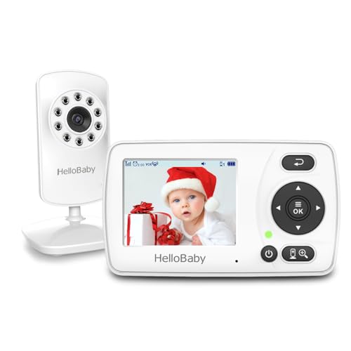 HelloBaby Monitor with Camera and Audio, 1000ft Long Range Video Baby Monitor-No WiFi, Night Vision, VOX Mode-Power Saving, 2.4'' Portable Travel Screen, Baby Safety Camera, for Baby/Pet, Plug & Play