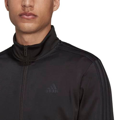 adidas Men's Warm-up Tricot Regular 3-stripes Track Jacket Black/Black Small