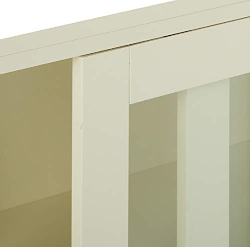 Target Marketing Systems Storage Cabinet with Sliding Glass Doors, Sideboard Buffet with Open Side Panels, Stackable Cupboard for Kitchen, Dining, and Living Room, 42", Antique White