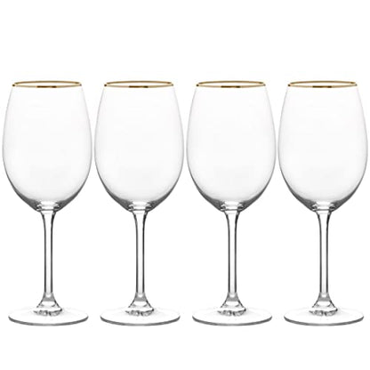 Mikasa Julie Gold Set of 4 White Wine Glasses, 16.5-Ounce, Clear