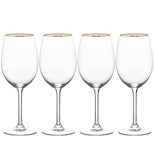 Mikasa Julie Gold Set of 4 White Wine Glasses, 16.5-Ounce, Clear