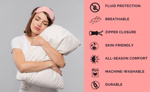 Comfort Beddings Pillow Protectors Standard Size 4 Pack Pillow Cases 100% Waterproof Cotton Terry Fabric Standard Pillow Protector Pillow Covers Zipper Closure ( Standard 20x26 ,4 Pack)
