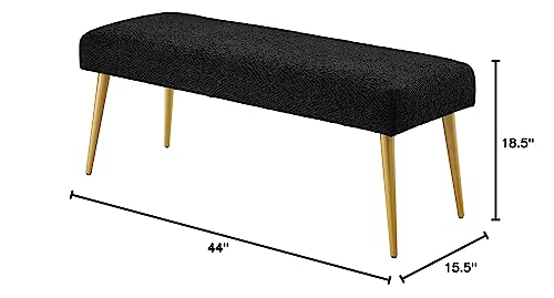 Ball & Cast Upholstered Bench, 44"W, Black