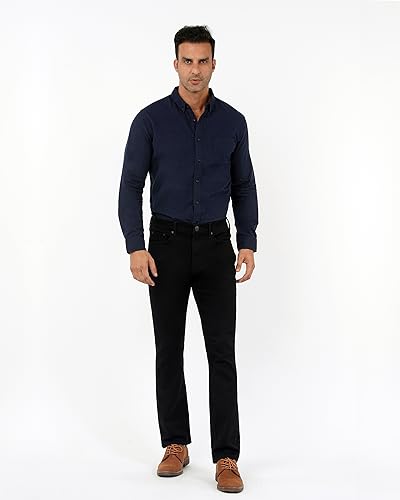 APUOR Men's Regular Fit Jeans Stretch Fit Straight Leg Fashion Denim Pants Vintage Style Boot Cut Jeans for Men Black