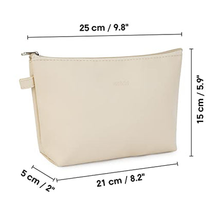 WANDF Cosmetic Bag for Women Makeup bag Organizer Mini Makeup Pouch for Purse Water Resistant Girls Gift(L-Khaki)