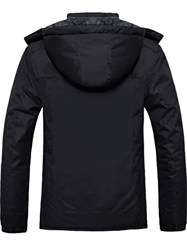 GEMYSE Men's Mountain Waterproof Ski Snow Jacket Winter Windproof Rain Jacket (Black,Large)