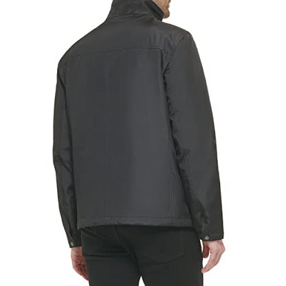 Calvin Klein Men's Stand Collar Poly Jacket, Black, Medium