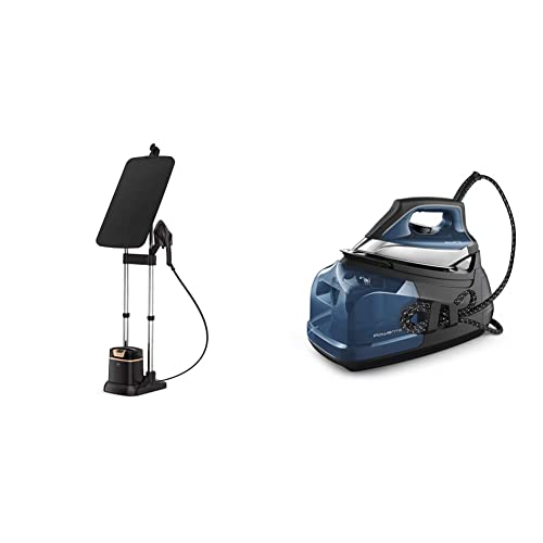 Rowenta QR1410 IXEO All in One Pro-Garment Steamer and Iron, Black & Compact Steam Station and Garment Steamer, Advanced Technology, Blue