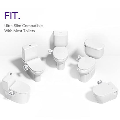 Veken Bidet Attachment for Toilet - Ultra-Slim Self Cleaning Fresh Cold Water Sprayer Bidets for Existing Toilets Seat Baday Beday Badette Bedette with Dual Nozzle for Feminine and Posterior Wash