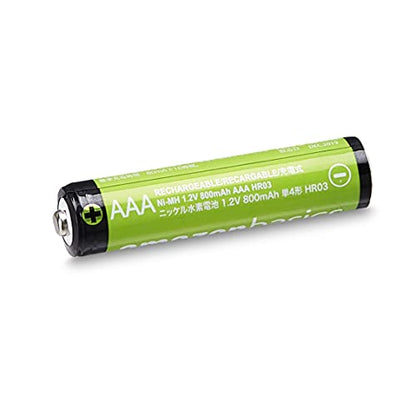 Amazon Basics AAA Rechargeable NiMH Performance Battery, 800 mAh, Recharge up to 1000 Times, Pre-Charged - Pack of 12