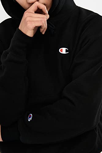 Champion Men's Reverse Weave Left Chest C Pullover, Black, X-Small