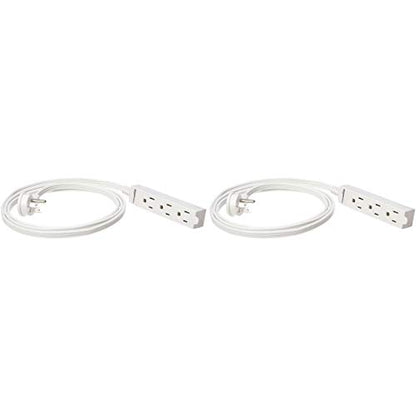 Amazon Basics Indoor Extension Cord Power Strip - 6-Foot, 3-Prong ,Flat Plug, Grounded - 13 Amps, 1625 Watts, 125 VAC - 2-Pack, White