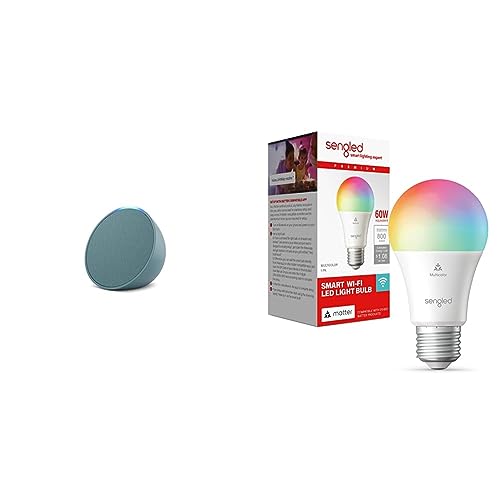 Echo Pop | Midnight Teal with FREE Sengled Matter Smart Bulb