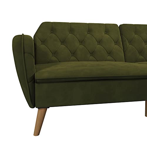 Novogratz Tallulah Memory Foam Futon, Convertible Couch, Green Velvet
