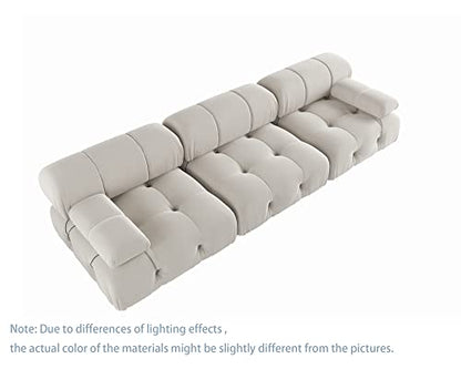 UPDATE: DEAD! JACH 104" Convertible Modular Sectional Sofa, Minimalist Mid-Century Velvet Sofas Couches, Luxury Modern 3-Seat Wide Couch Sectional for Living Room Bedroom Office Apartment (Beige)