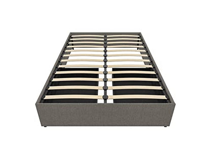 DHP Maven Upholstered Platform Bed for Raised Mattress Support with Underbed Storage Drawers, No Box Spring Needed, Queen, Gray Linen