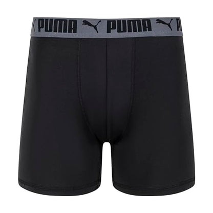PUMA Men's 4 Pack Active Stretch Boxer Briefs, Black/Grey, Small