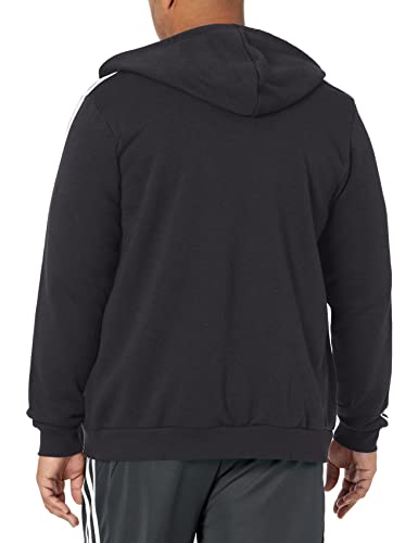 adidas Men's Essentials Fleece 3-Stripes Full-Zip Hoodie, Black, Medium