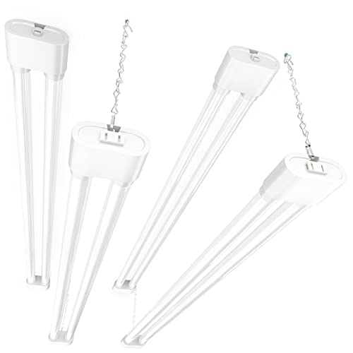 Ensenior 4 Pack Linkable Led Shop Light 4ft for Garage, 4400 High Lumens, 36W Equivalent 280W, 5000K Daylight, 48 Inch Utility Surface or Hanging Mount Fixtures, White, ETL Certified