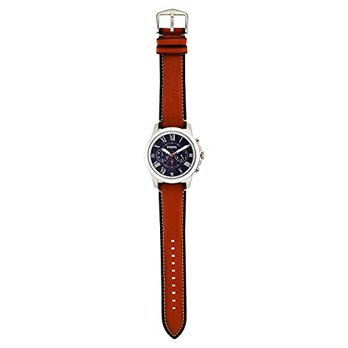 Fossil Men's Grant Quartz Stainless Steel and Leather Chronograph Watch, Color: Silver, Luggage (Model: FS5210)