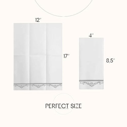 Evi‘s World Hand Towels – Luxurious Linen Feel Disposable Bathroom Napkins – Elegant Guest Towels Disposable Bathroom with Print Detail – Hygienic Disposable Hand Towels Bathroom – 200pcs