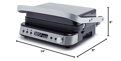 GreenPan Electric Indoor Stainless Steel 6-in-1 Contact Grill and Griddle, Healthy Ceramic Nonstick, Dishwasher Safe Reversible Plates, PFAS-Free