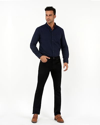 APUOR Men's Regular Fit Jeans Stretch Fit Straight Leg Fashion Denim Pants Vintage Style Boot Cut Jeans for Men Black