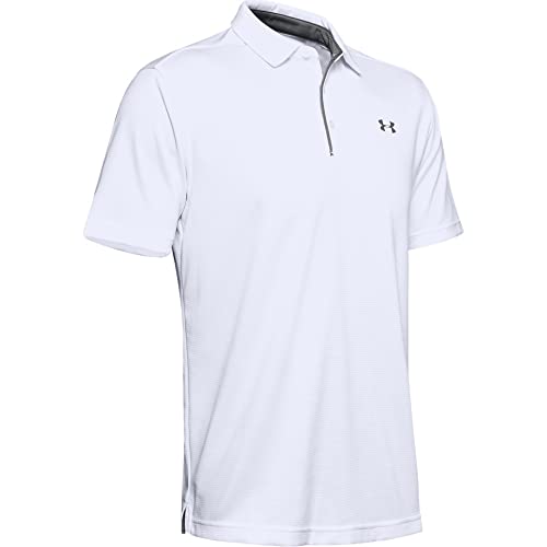 Under Armour Men's Tech Golf Polo , White (100)/Graphite , Medium