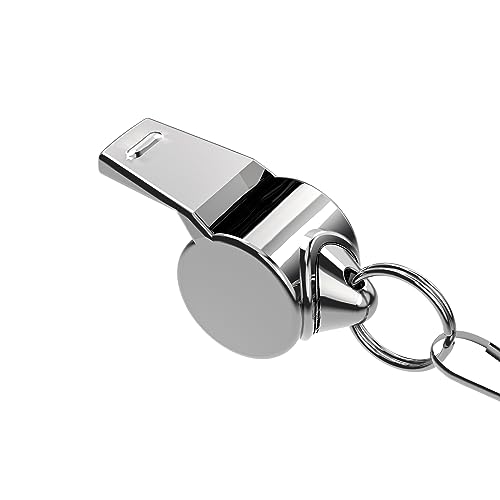 JANREAY Stainless Steel Sports Coach Whistles with Lanyard, Whistle Lanyard for Football Coaches and Sports, Referees, Loud Crisp Sound Whistle-Yellow-08310169