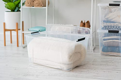 IRIS USA 4 Pack 72qt Clear View Plastic Storage Bin with Lid and Secure Latching Buckles