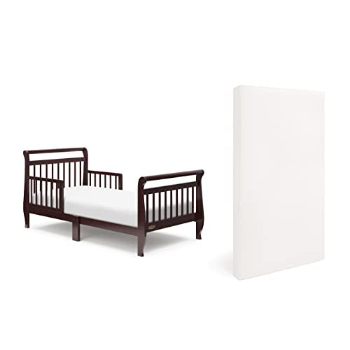 Graco Classic Sleigh Toddler Bed with Premium Foam Crib and Toddler Mattress - Espresso