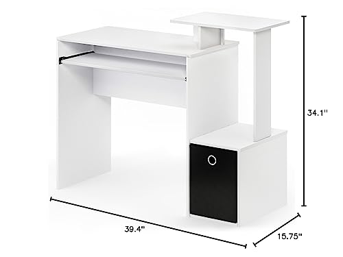 Furinno Econ Multipurpose Home Office Computer Writing Desk, White/Black